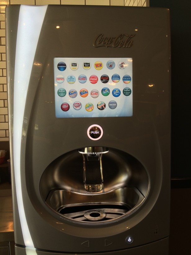  a soda machine with 110 drink options