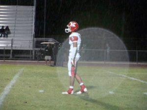 Isaac Gastelum ready to return the punt in the rain