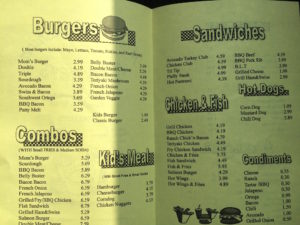Moms Ol Fashion Burgers menu