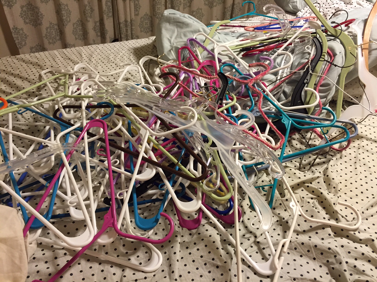 This is how many hangers I cleared up taking out the items I rarely wore or didn't feel good in. (Crazy, right?)