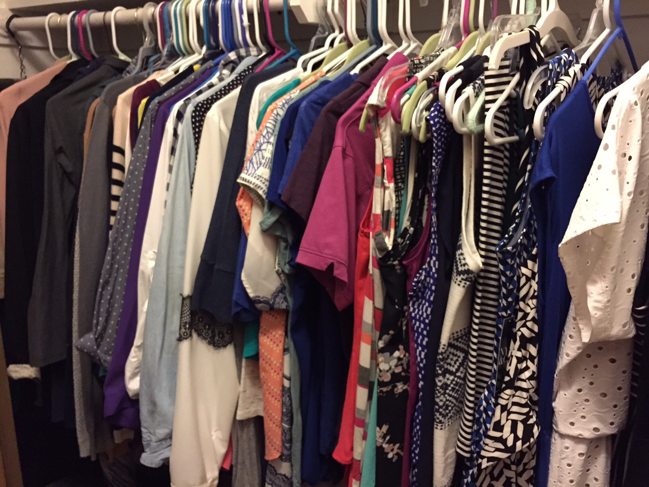 My closet post-decluttering frenzy. Yes, fewer items, but all items I actually love!