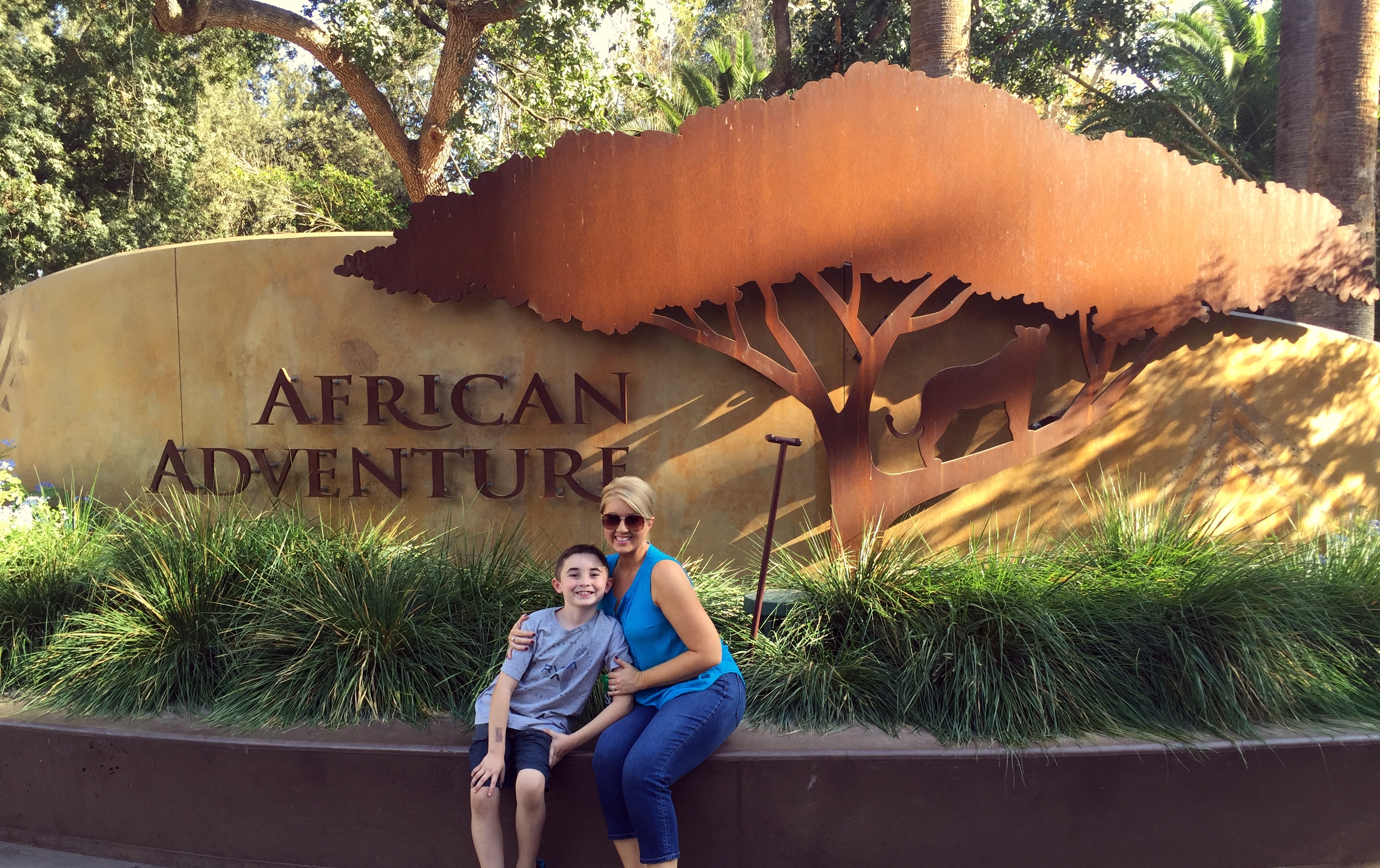 My son and I, ready to enter African Adventure