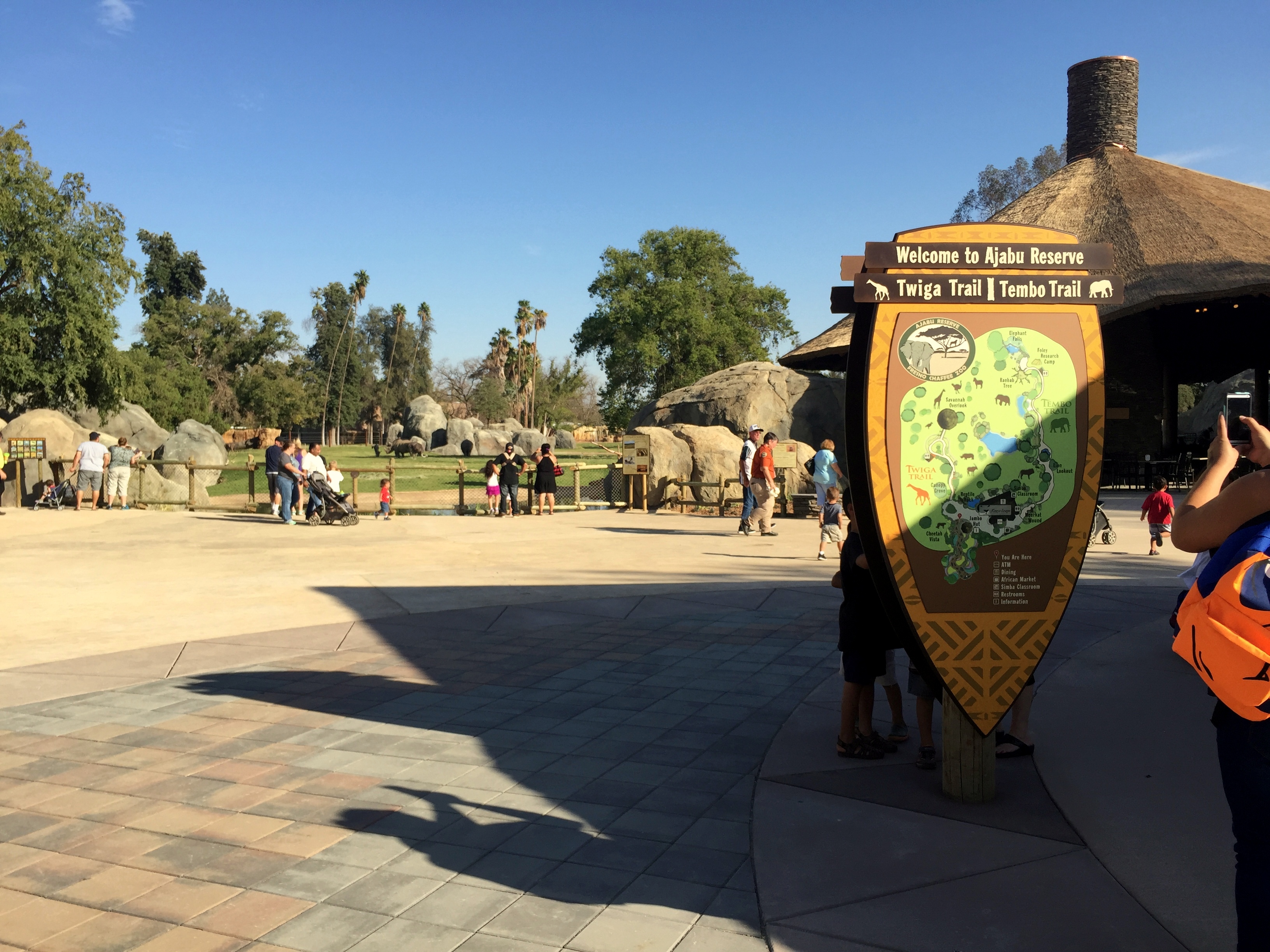Just past the entrance to African Adventure and the cheetah exhibit, you'll see a fork in your path and a directory leading you to the trail of your choice.