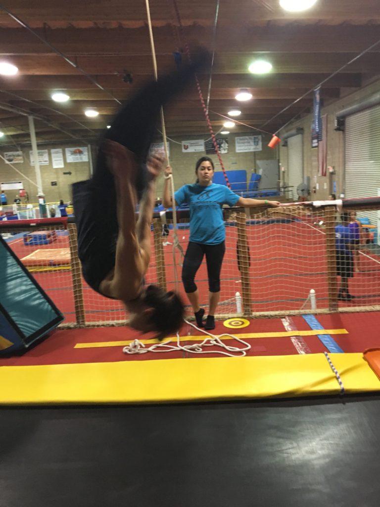 back flipping at Gymnastics Beat
