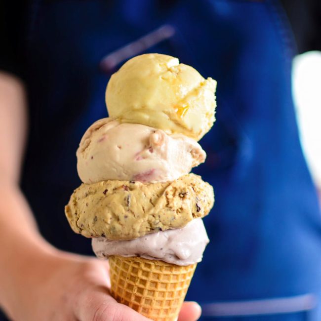 4 scoops of Ampersand Ice Cream