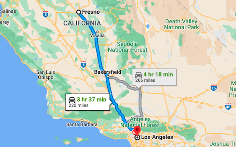 Google Fresno to LA
