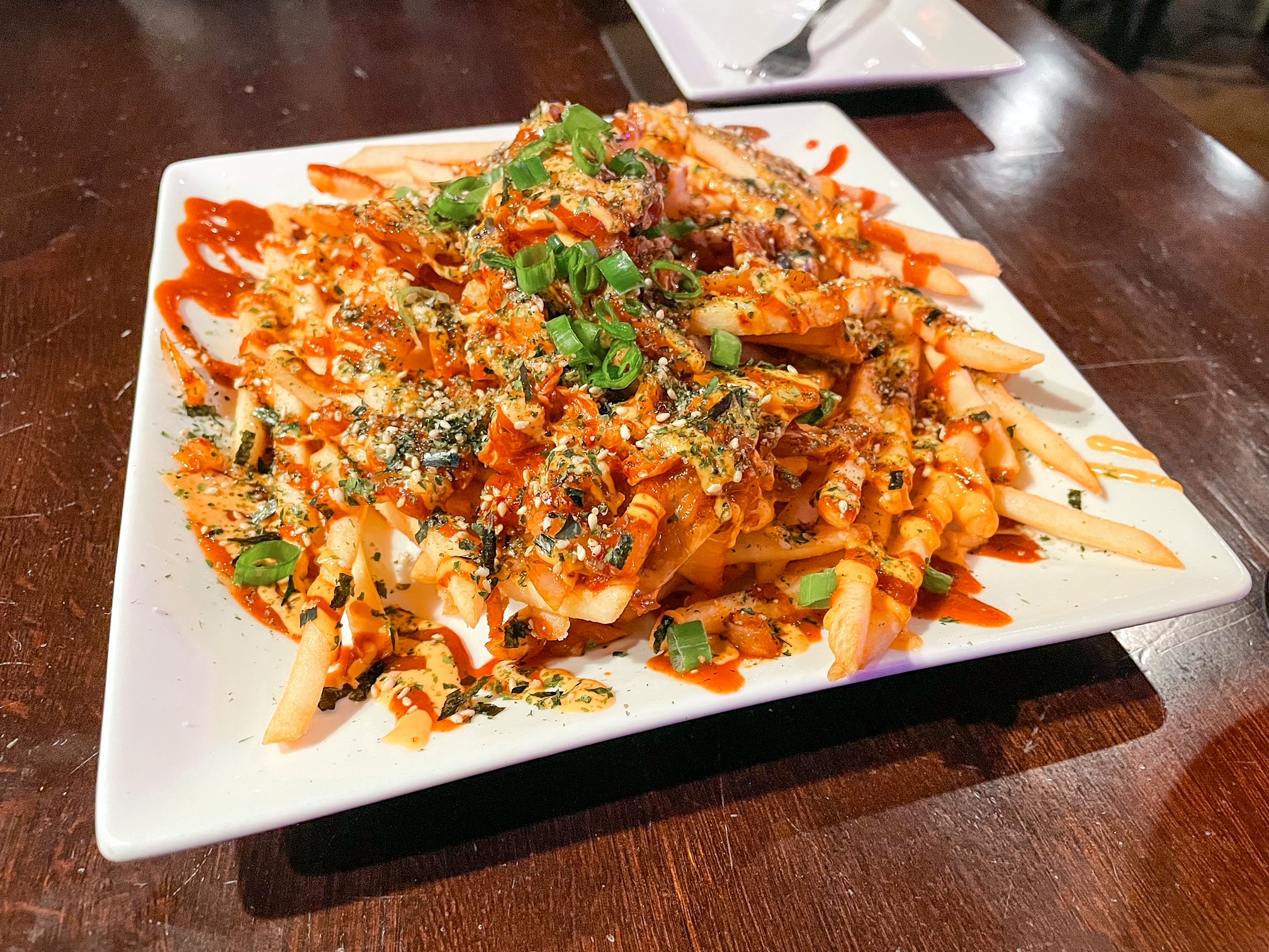 The famous Kimchi Fries of Little Leaf Tea & Bar in Fresno