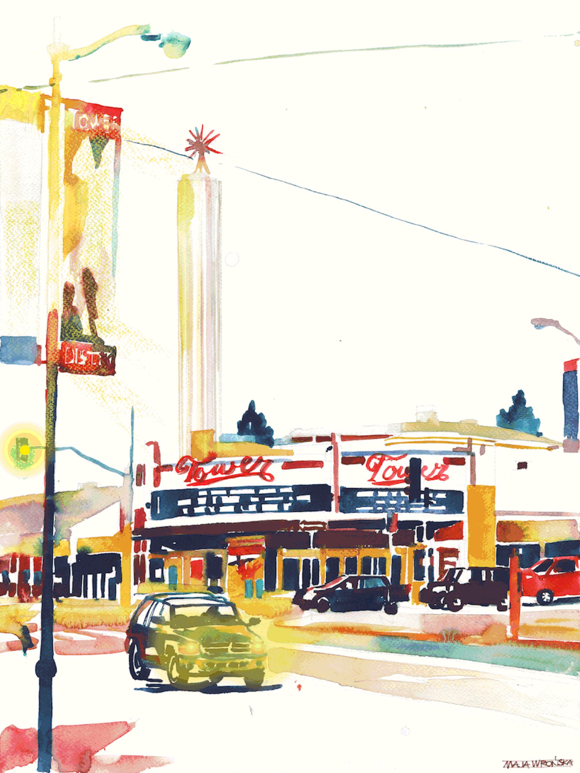 An animated version of the Tower Theater in Fresno