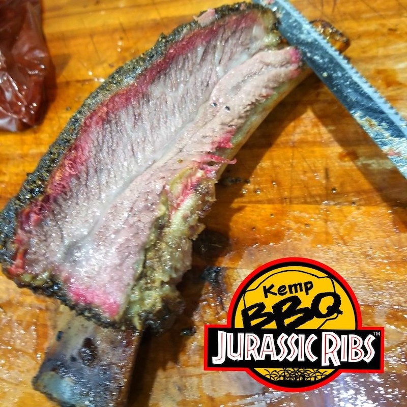 giant Jurassic beef ribs on Saturdays at Kemp BBQ in Clovis