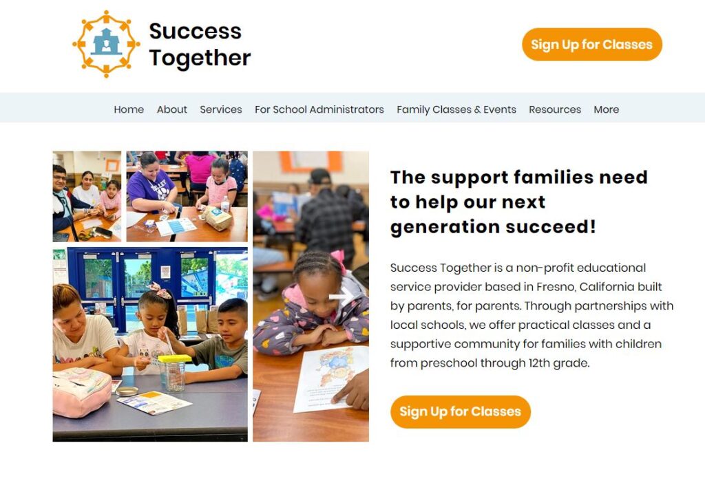 A glimpse of the Success Together homepage