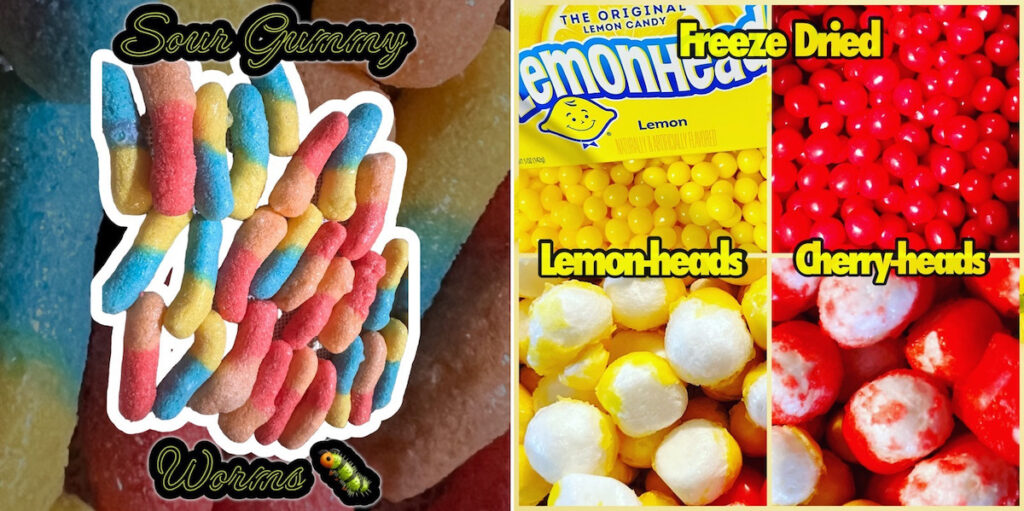 DD’s Freeze Dried Treat’s Gummy Worms and Lemon Heads