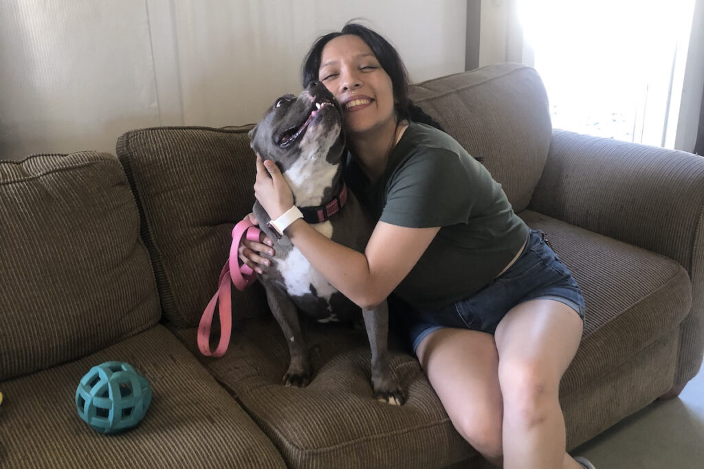 a new forever home thanks to Fresno Bully Rescue