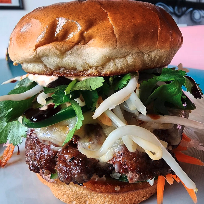 The Bahn Mi Burger that got us so hungry from Libelula in Downtown Fresno