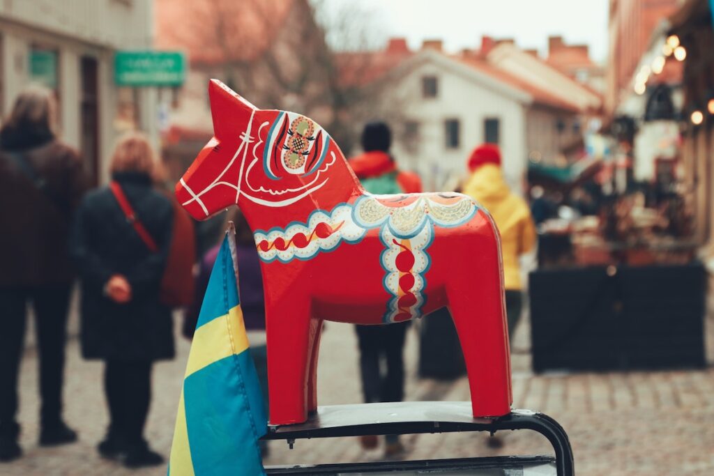 A Dala is a traditional carved and painted horse from Sweden