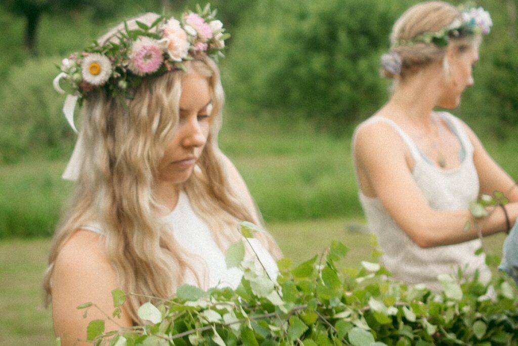 Midsummer is when women make flower headbands and dance around the Maypole in Sweden