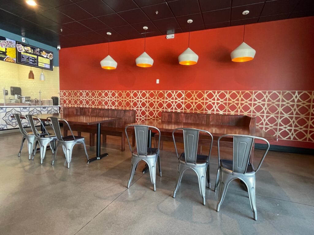 The industrial styled interior ao Buttery Buns in Southwest Fresno