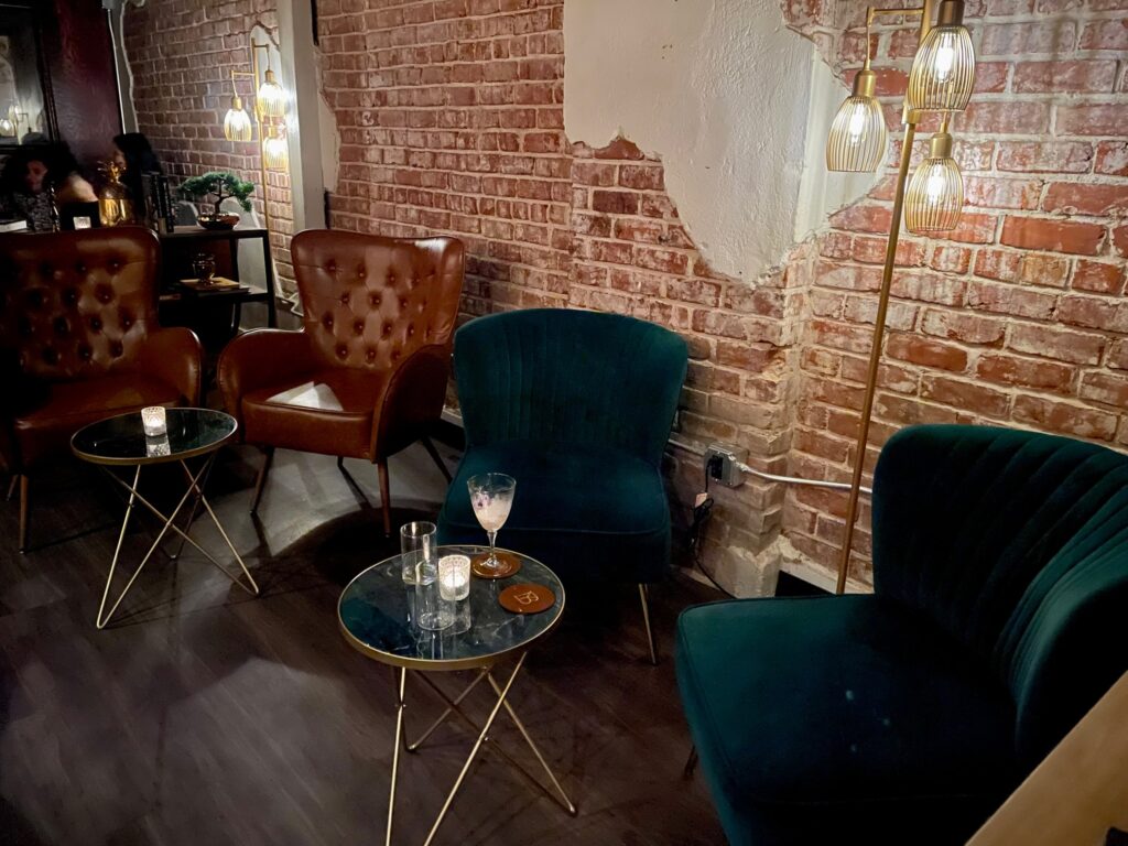 Comfortable seating for two at Downtown Fresno Bespoke