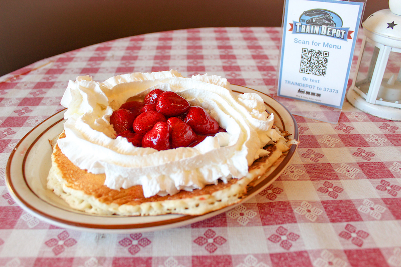 Strawberry Pancakes from The Train Depot in Fresno, CA
